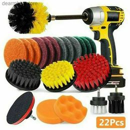 Nettoyage des pinceaux 22 pièces Drill Brush Power Nettoyin Rime de fixation Tile de carreaux de tapis de tapis de voiture de voiture de salle de bain Deeper Tools L49