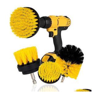 Cleaning Brushes 3Pcs/Set Electric Scrubber Brush Drill Kit Plastic Round For Carpet Glass Car Tires Nylon 2/3.5/4 Drop Delivery Hom Dhckc