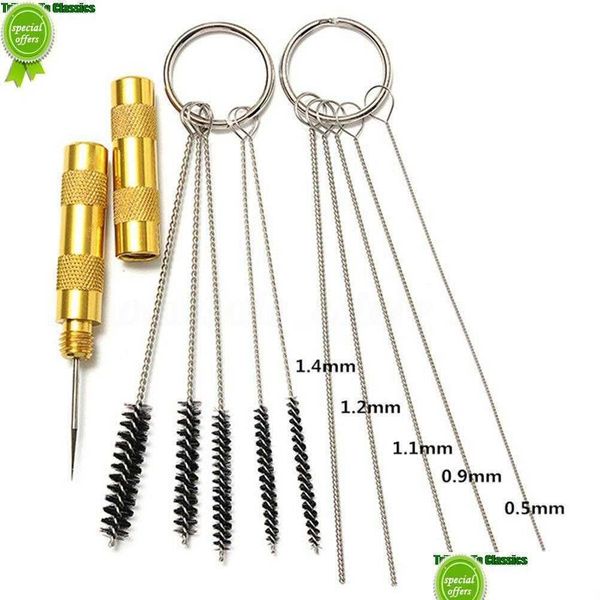 Brosses de nettoyage 5/11 pièces / ensemble aérographe pistolet buse kit aiguille brosse ensemble outil de réparation livraison directe maison jardin ménage organisateur Dhfgq