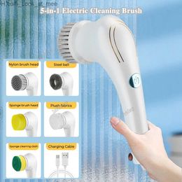 Brosses de nettoyage 5 en 1 brosse de nettoyage domestique électrique fenêtre cuisine salle de bain nettoyage brosse multifonctionnelle avec 5 têtes chargement USB Q231220