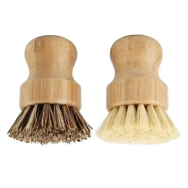 Brosses de nettoyage Vaisselle en bambou Gommage Cuisine Épurateurs en bois pour laver le pot de poêle en fonte Poils de sisal naturel FY5090 Drop Livraison Dhbke