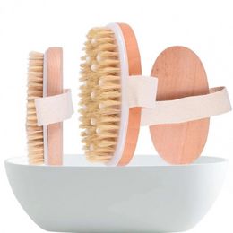 Nettoyage des brosses de bain Baignoire cutané sèche Corps Soft Natural Pristle Spa La douche en bois sans manipuler la livraison rapide G0428