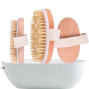 Brosses de nettoyage Brosse de bain Peau sèche Corps Doux Poils naturels SPA La douche en bois sans poignée Livraison rapide ZZA13469