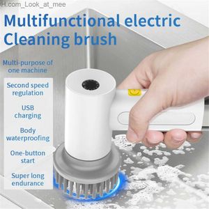 Cepillos de limpieza Electric Spin Scrubber Power 2 Velocidades de rotación 3Style Head IPX6 Impermeable Portátil Inalámbrico Power Cleaning Brush Baño Kitche Q231220