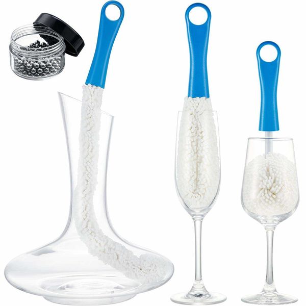 Cepillos de limpieza GOUGU Botella de vino de espuma suave Cepillo Decantador Stemware Vasos Cepillo de limpieza de polvo Flexible Win Bar Set Limpiador G230523