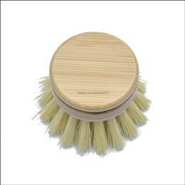 Brosses de nettoyage outils ménagers organisation de ménage maison jardin nouvelle brosse de cuisine en bois de sisal hêtre bambou tête de vaisselle outil propre