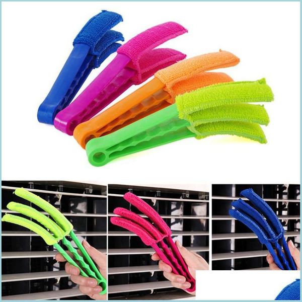 Brosses de nettoyage Brosse de nettoyage pour persiennes, 3 lames, stores de fenêtre, nettoyeur de climatisation, obturateur, brosses à poussière pour la maison et le bureau, livraison directe Dhjti