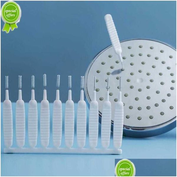 Cleaning Brushes Nuevo 10 unids/set cepillo de limpieza para cabezal de ducha, espacio de poro pequeño blanco, nailon antiobstrucción limpio para cocina, inodoro, orificio para teléfono Dh5Wj