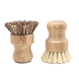 Reinigingsborstels Rondgreep houten borstel draagbaar voor pot sisal palmgerecht kom pan klusjes schoon gereedschap 8 cm drop levering home garde dhrnm