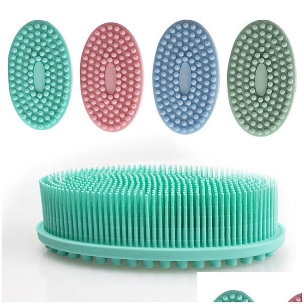 Brosses de nettoyage Brosses de nettoyage du corps en Sile épurateur luffa brosse de douche de bain exfoliante douce pour enfants sensibles femmes hommes toutes sortes Dhniz