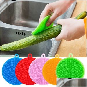 Cepillos de limpieza Sile Dish Bowl Mtifunction 5 colores Estropajo Pot Pan Wash Cleaner Cocina Herramienta de lavado Dbc Drop Delivery Home G Dh46V