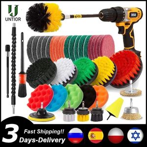 Cleaning Brushes UNTIOR Electric Drill Brush Attachment Set Power Scrubber Car Polisher Kitchen Bathroom Kit Toilet Tools 231123