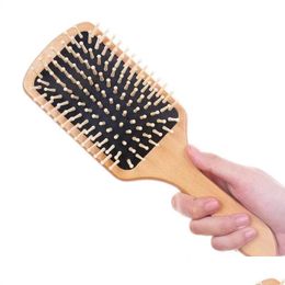 Brosses de nettoyage peigne en bois professionnel coussin de pagaie sain perte de poils Mas brosse brosse à cheveux peignes cuir chevelu soins des cheveux sains en bois Dhfyf