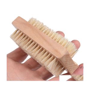 Reinigingsborstels houten nagelborstel tweezijdige natuurlijke zwijnharen houten manicure spa dubbele oppervlak hand reiniging paa10358 druppel deliv otohj