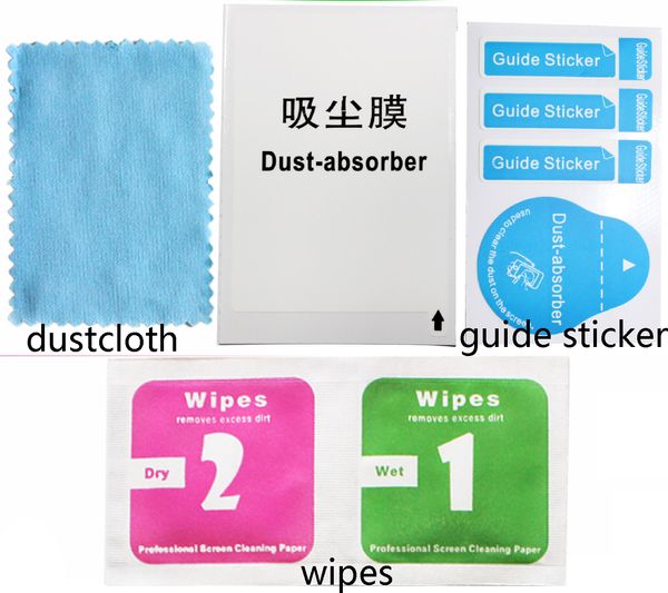 Vêtements de nettoyage Wet and Dry 2 en 1 of Wipes Autocollant de guide anti-poussière pour téléphone portable LCD Protecteur d'écran en verre trempé Nettoyage à l'alcool