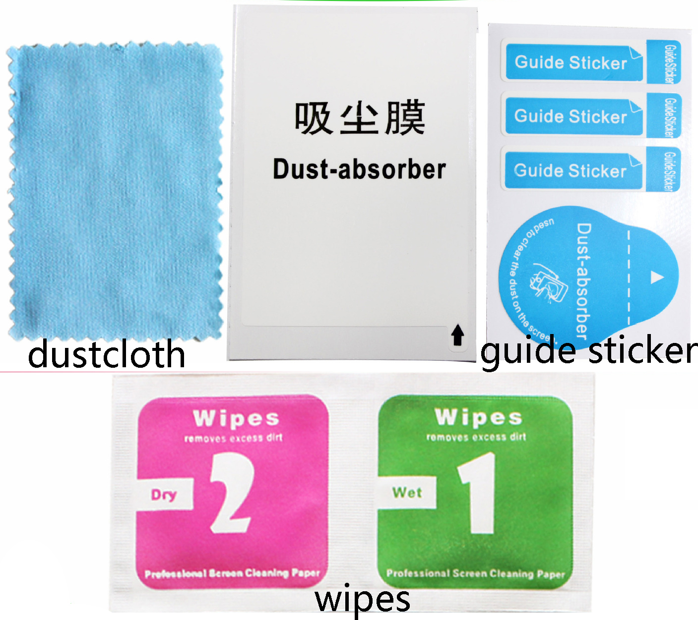 Cleaning clothes Wet and Dry 2 in 1 of Wipes Dust-Absorber Guide Sticker for Cellphone LCD Tempered Glass Screen Protector Alcohol Cleaning