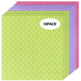 Paños de limpieza 10Pack Plato de esponja de celulosa de paño de cocina sueco para toalla de cocina Lavado de ropa Reutilizable H 230421