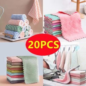 Chiffons de nettoyage 20 pièces serviette en microfibre absorbant cuisine antiadhésive huile plat chiffons serviettes ménage 230421