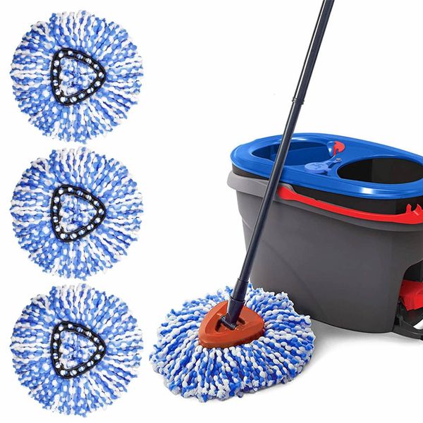 Lot de 3 chiffons de nettoyage Spin Mop Refill Tête de rechange compatible avec Ocedar EasyWring Spinning Mop Microfiber Mop Remplacer les têtes 230720