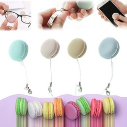 Paños de limpieza 4 Uds. Macaron teléfono móvil pantalla bola paño portátil Mini toallita gafas cepillo llavero limpiador con colgante 230421