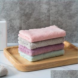 Paños de limpieza Toalla de doble color Limpieza Coral Veet Toallas para platos Mticolour Mesa de lavado Hogar Cocina Aceite Polvo Paño limpio Plegable Dhsm9