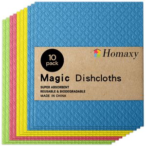 Cleaning Cloths Homaxy 10Pcs Magic Cleaning Cloth Wood Pulp Sponge Kitchen Towel Reusable Cleaning Rag Absorbent Dishcloth Degradable Dish Cloth 230720