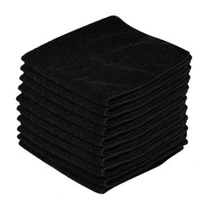 Chiffons de nettoyage LETAOSK 10 pièces/ensemble chiffon de serviette en microfibre noir pour lavage nettoyage séchage polissage détaillant écran de fenêtre 30x30cm 230720