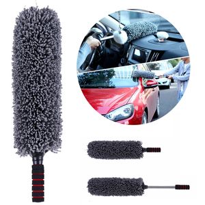 Chiffons de nettoyage Humide/sec Dépoussiéreur en microfibre pour carrosserie de voiture Brosse de nettoyage pour vadrouille à cire télescopique Voiture en nanofibre Brosse à poussière en microfibre 55-88cm 230719