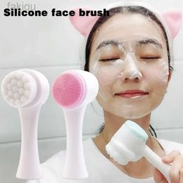 Limpieza de la limpieza Facial Silicona Cepillo facial Manual de limpieza facial Cepillo para el cabello suave Cepillo de masaje de doble cara Cepillo D240510