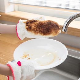 Nettoyage des gants en bambou Fibre étanche Gant Gant Gant Anti-Slip Dish Washing Gants pour la maison Glants de la cuisine Gants de ménage Brosse