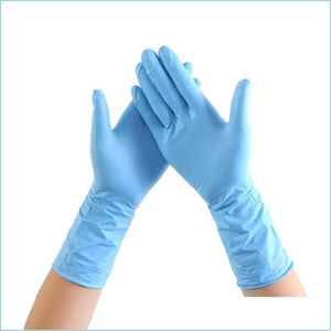 Reiniging handschoenen 100 stks blauw wegwerp rubber huishouden catering voedsel lange mouw 12inch nitril dik en duurzame druppel afgifte hom dhgw5
