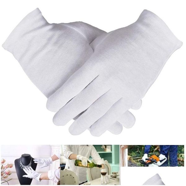 Gants de nettoyage 12 paires de coton blanc pour les mains sèches hydratantes travaux d'inspection de l'eczéma servant un chiffon extensible lavable 230809 Dr Dhxkq