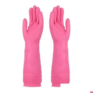 Reiniging handschoenen 2pairs herbruikbaar rubber huishouden vaatwassing latex waterdichte niet -slip kentuinen tuinieren badkamer drop levering home ga dhkc6