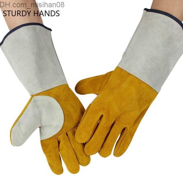 Gants de nettoyage Gants de nettoyage Une paire Ignifuge en cuir de vache durable Anti-chaleur Sécurité de travail pour le soudage des outils à main en métal Conducteur 230425 Z230630