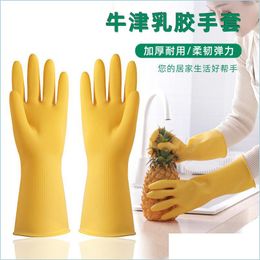 Gants de nettoyage Ménage Lave-vaisselle Hygiénique Gants en latex de caoutchouc Assurance du travail Résistant à l'usure Imperméable Antidérapant Plastique durable Dhhev