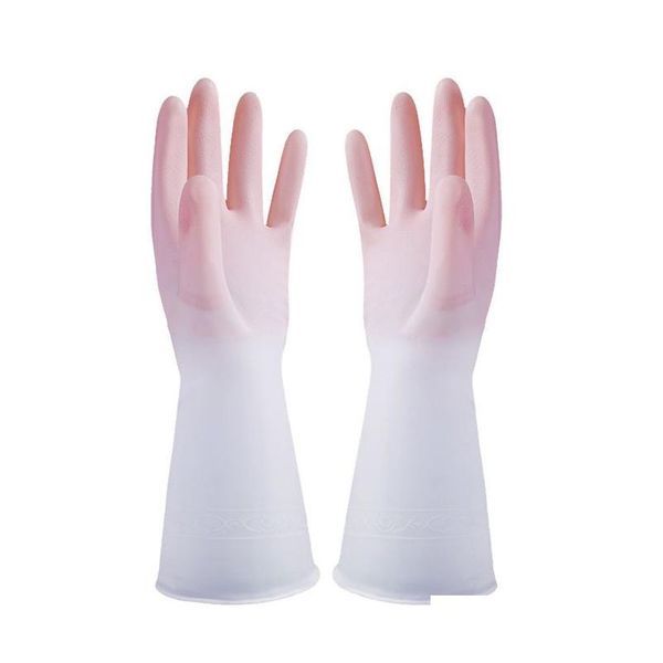 Gants de nettoyage Gants de vaisselle de cuisine Caoutchouc imperméable Propre Durable Vaisselle Lavage Vêtements Nettoyage Travaux ménagers Gant Jy1202 Dh9To