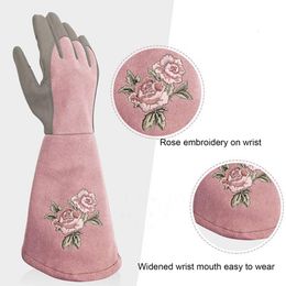 Gants de nettoyage Long Rose Élagage Jardin Anti-rayures Faux Cuir De Protection Cueillette De Fruits Arbuste Coupe Main Protecteur 230504