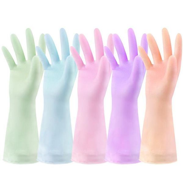 Guantes de limpieza Venta al por mayor Durable Hogar Manga larga Lavandería Lavar platos Tareas de cocina Limpiar impermeable Pvc Lavavajillas Drop Del Dhjee