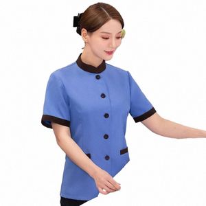 Service de nettoyage Uniforme à manches courtes Hôtel Chambre Vêtements de travail Vêtements d'été Femme Propriété Nettoyeur de sol Tante PA Uniforme Ne f1my #