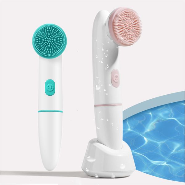 Outils de nettoyage Accessoires 2 en 1 Brosse pour le visage Nettoyage des pores électriques Nettoyant en profondeur Dissolvant de points noirs Massage vibrant alimenté Outil de soin de la peau étanche 230621