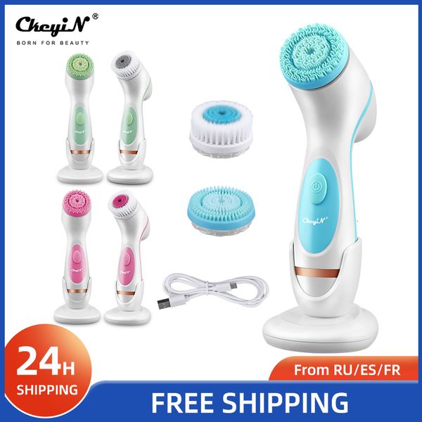 Outils de nettoyage Accessoires 3 en 1 Brosse de nettoyage rotative électrique Étanche Pore Ceaner Nettoyage en profondeur Spin Brush Blackhead Remover Massage 230327