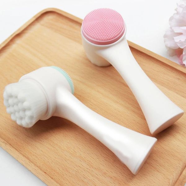 Nettoyeurs Doublement outil de soins de soins de la peau en silicone Nettoyage pour le visage Brosse Nettoyage Vibration Massage facial Lavage Produit en gros