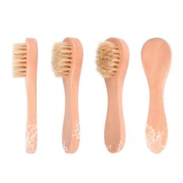 Brosse nettoyante pour le visage, en bois, poils d'animaux, nettoyage en profondeur, outil de Massage, produit de lavage du visage, brosse de soins pour la peau