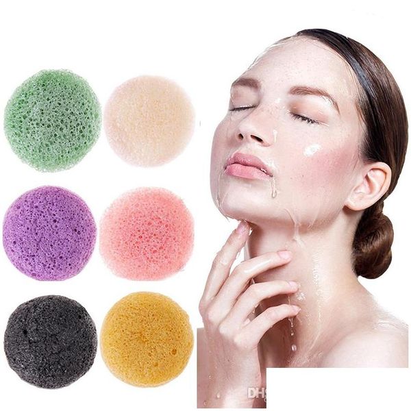 Outils de nettoyage 6 couleurs Naturel Konjac Konnyaku Éponge Nettoyant Lavage Cosmétique Puff Doux Éponges Pour Le Visage Maquillage Visage Drop Livraison Dhkcw