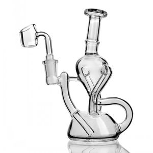 7.3inchs Recycler Bong Hookahs Heady Glass Oil Rigs Smoke Pipe Unqiue Bongs D'eau Avec Banger 14mm