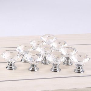 Clair 30mm diamant forme conception cristal verre boutons de porte placard tiroir armoire armoire tirer poignée boutons LX1820