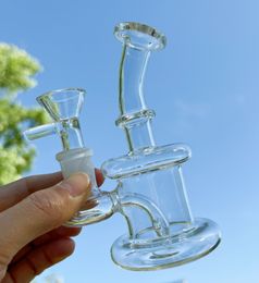 Effacer 5 pouces mini-verre Bong Diffused Perc Pyrex Water Pipe de narguilé Bubbler avec un bol de tabac de 14 mm