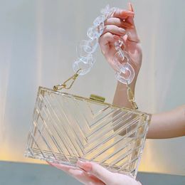 Caja de acrílico transparente bolso de noche Mini cadena bolso de fiesta bolsos cuadrados para mujer para fiesta de boda 240131