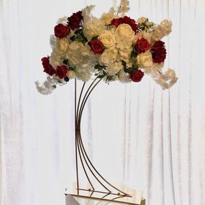 Présentoir à gâteaux en acrylique transparent, socle en métal doré, supports pour fleurs, décoration de centre de table pour fête de mariage, 597