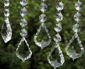 Colgantes de cristal de acrílico transparente Grano colgante Drapeado Guirnalda Panel de pared Decoración de la boda Guirnalda Borla Pantalla Árbol de Navidad DIY fiesta decorativa